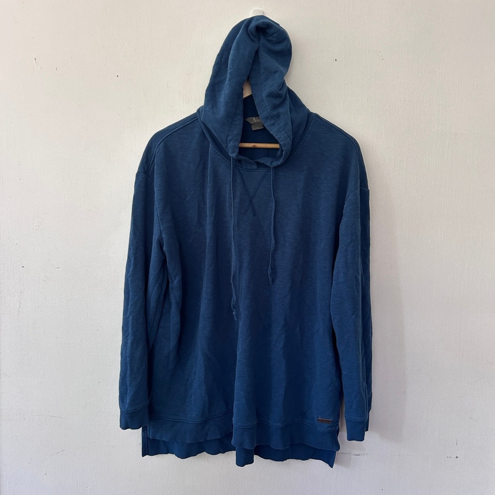 Natural Reflections Hoodie Women Large Blue Slub Knit Casual Gorpcore Oversized